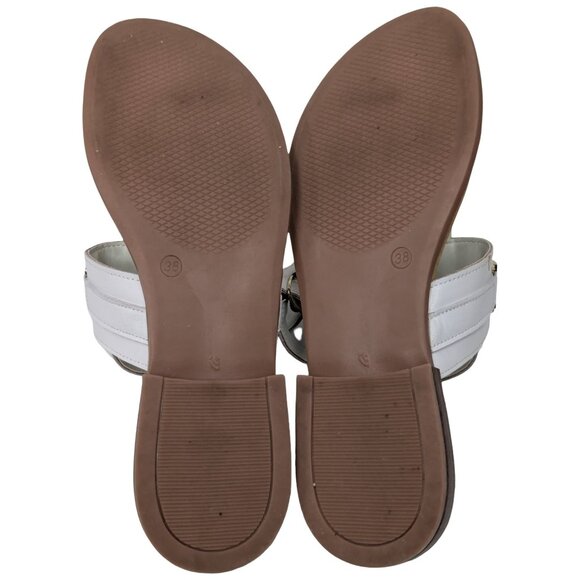 GAIA T Strap Leather Sandals Womens White Made In Italy EU 38 US 7.5 - Picture 9 of 12